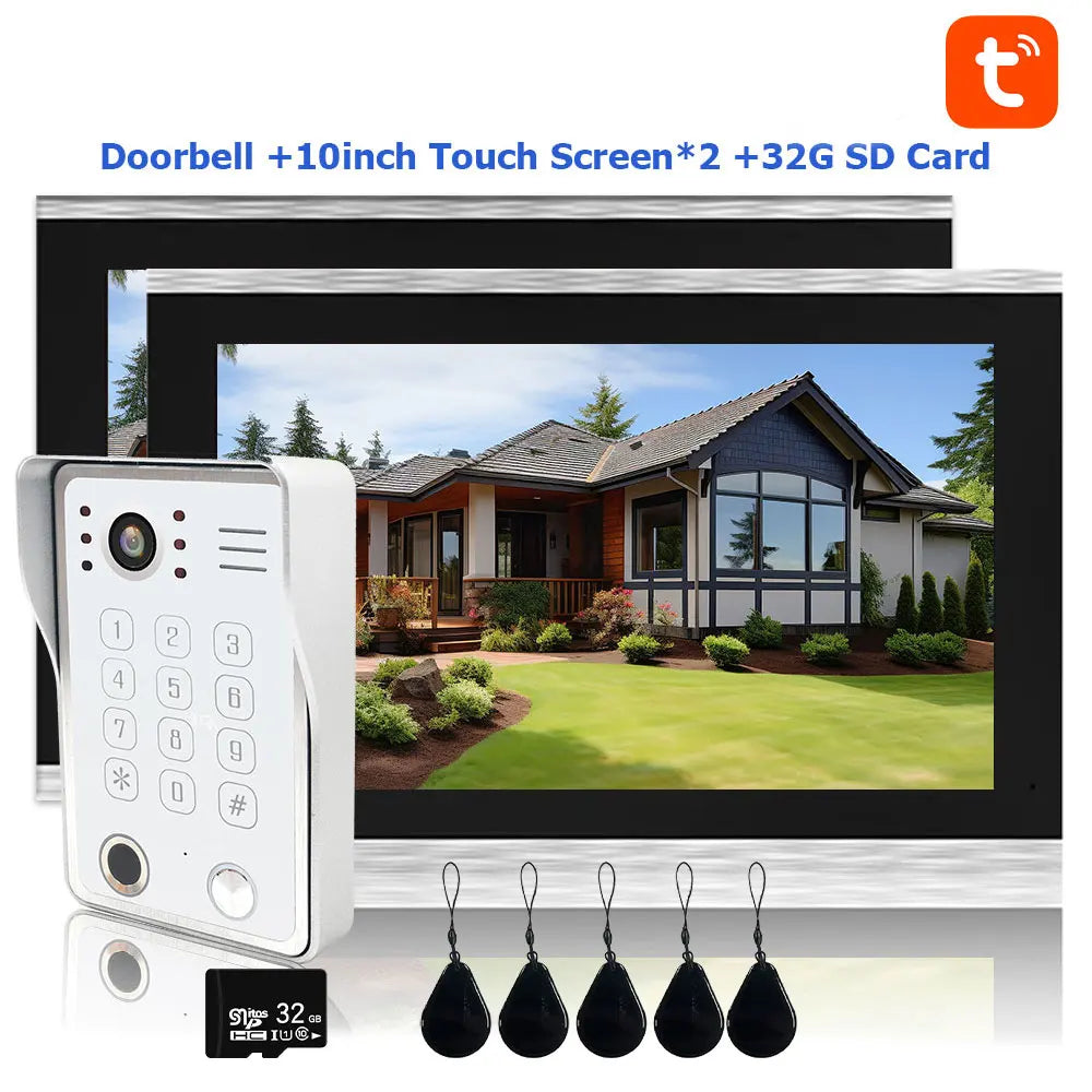 Fingerprint 5-in-1 WiFi Video Doorbell — Tuya Smart 1080P Touch Intercom System for Home Security