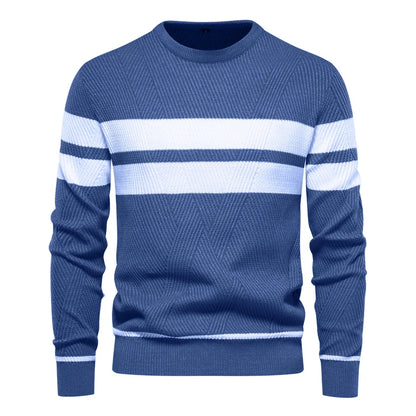 Men's Autumn Patchwork Sweater - O-Neck Long Sleeve Slim Fit Warm Casual Fashion Pullover Top