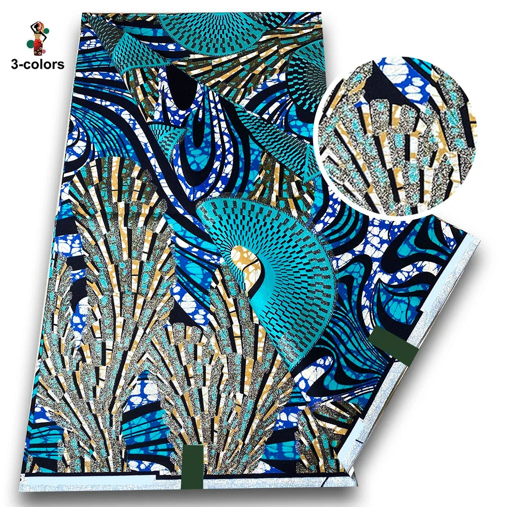 Premium Gold Print Pagne Fabric - 100% Cotton African Real Wax Ankara Grand SUP Nigerian Fabric