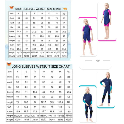 Children's 2mm/3mm Neoprene Wetsuit – One-Piece Long Sleeve Diving Suit for Cold Protection, Sunscreen, Surfing, Swimming & Snorkeling