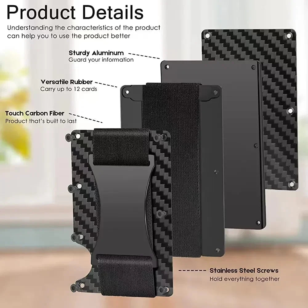 Carbon Fiber Minimalist Slim Wallet for Men – RFID-Blocking Credit Card Holder & Cashback Cardholder Case
