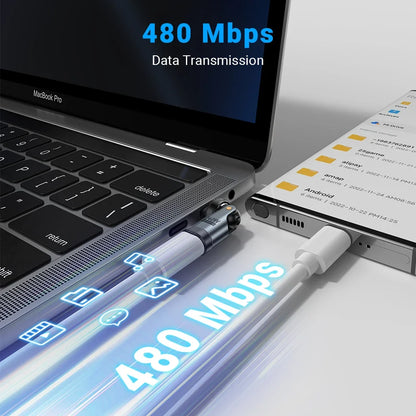 AUFU PD240W USB-C OTG Adapter - 540° Rotating 5A Fast Charging Converter for iPhone, MacBook, Samsung & Xiaomi
