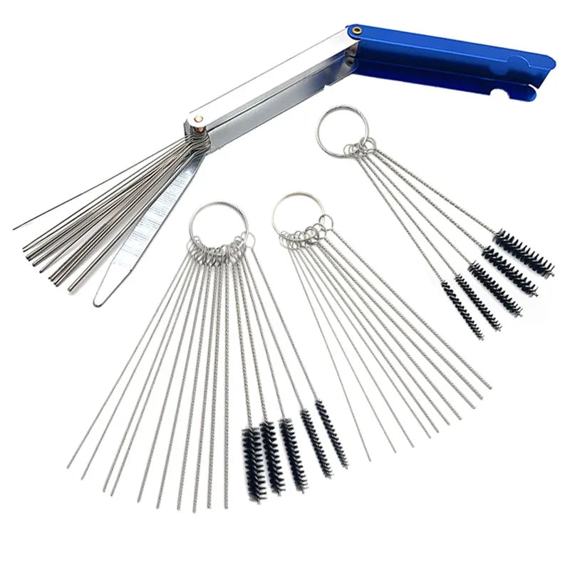 Carburetor Cleaning Tool Kit - Wire Brushes & Needles for Car, Motorcycle, Scooter & ATV Jets
