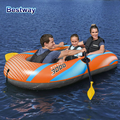 Bestway 61136/61140/61142/61146 Heavy-Duty Inflatable Kayak – 1-3 Person PVC Rafting Boat for Adventure & Thrilling Rides