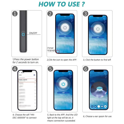 Wireless Smart Visual Ear Cleaner – 1296P Camera Otoscope Ear Wax Removal Health Care Kit