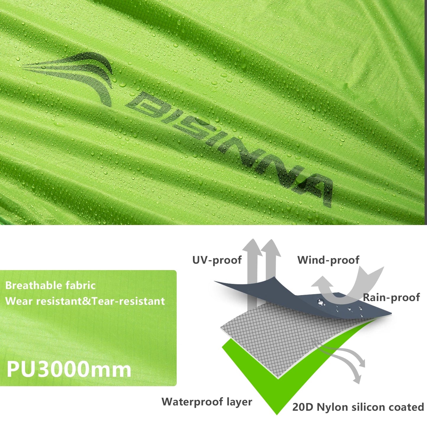 BISINNA 2-Person Ultralight Camping Tent – 20D 380T Nylon, Double Layer Waterproof Backpacking Tent for Hiking & Travel with Free Mat