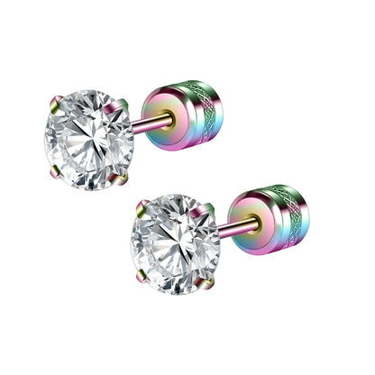 Medical Stainless Steel Zircon Ear Stud Earrings – Hypoallergenic Crystal Cartilage & Tragus Piercing Jewelry with Screw Back