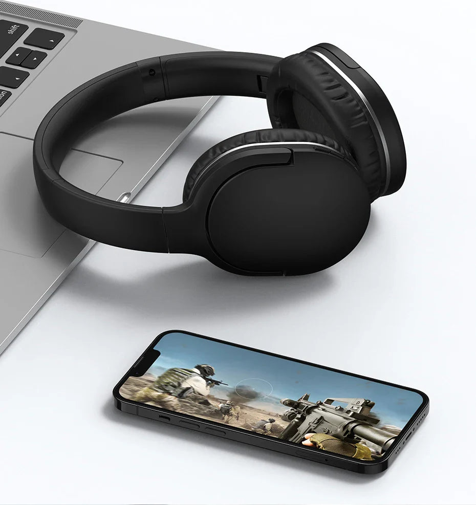 Baseus D02 Pro Wireless Headphones - Bluetooth 5.3, Foldable Sport Headset, Over-Ear Gaming Bluetooth Earbuds