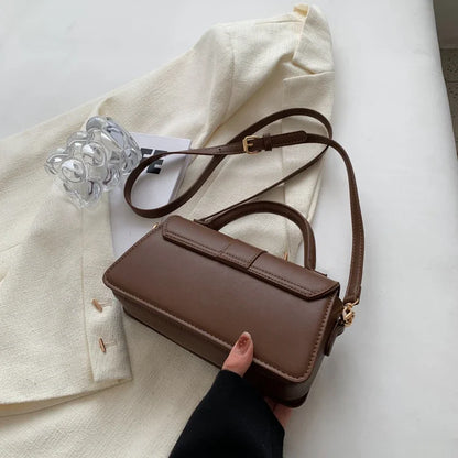 PU Leather Shoulder Bag for Women – Fashion Crossbody Vintage Underarm Square Satchel Handbag (Black)