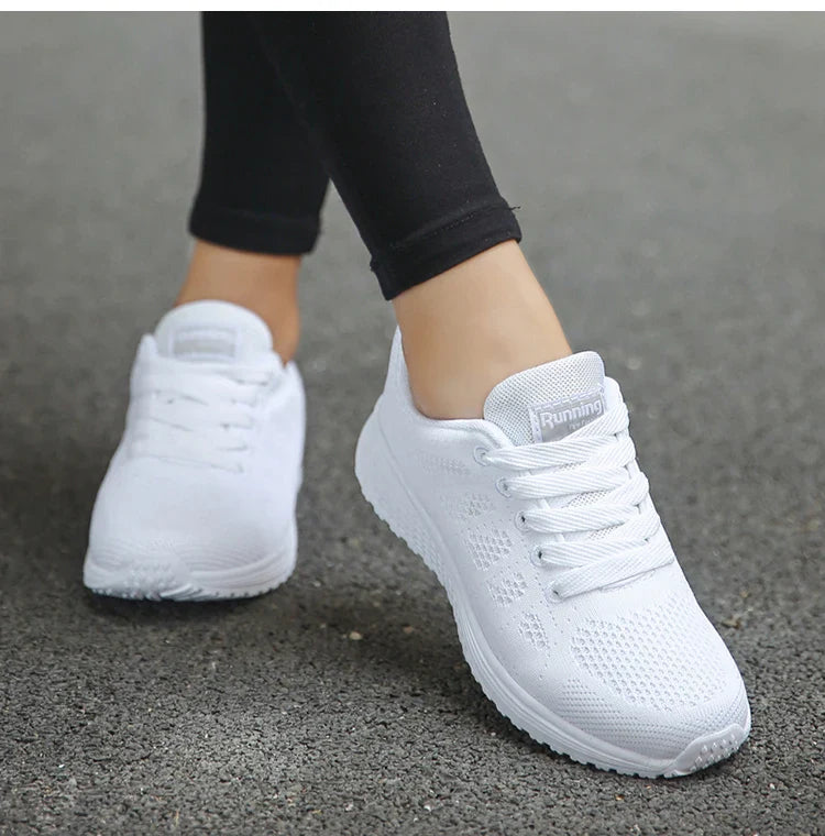 Women's Lightweight Lace-Up Flats – Fashionable Round Toe Nurse Sneakers, Comfortable Walking Shoes, Plus Size Available