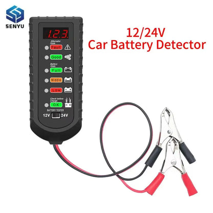 12V 24V Car Battery Tester - LED Voltage Circuit Analyzer with 6 Light Display for Auto Diagnostics