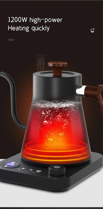 1200W Intelligent Electric Kettle - Gooseneck Hand Brewed Coffee Pot for Milk Powder & Precision Brewing
