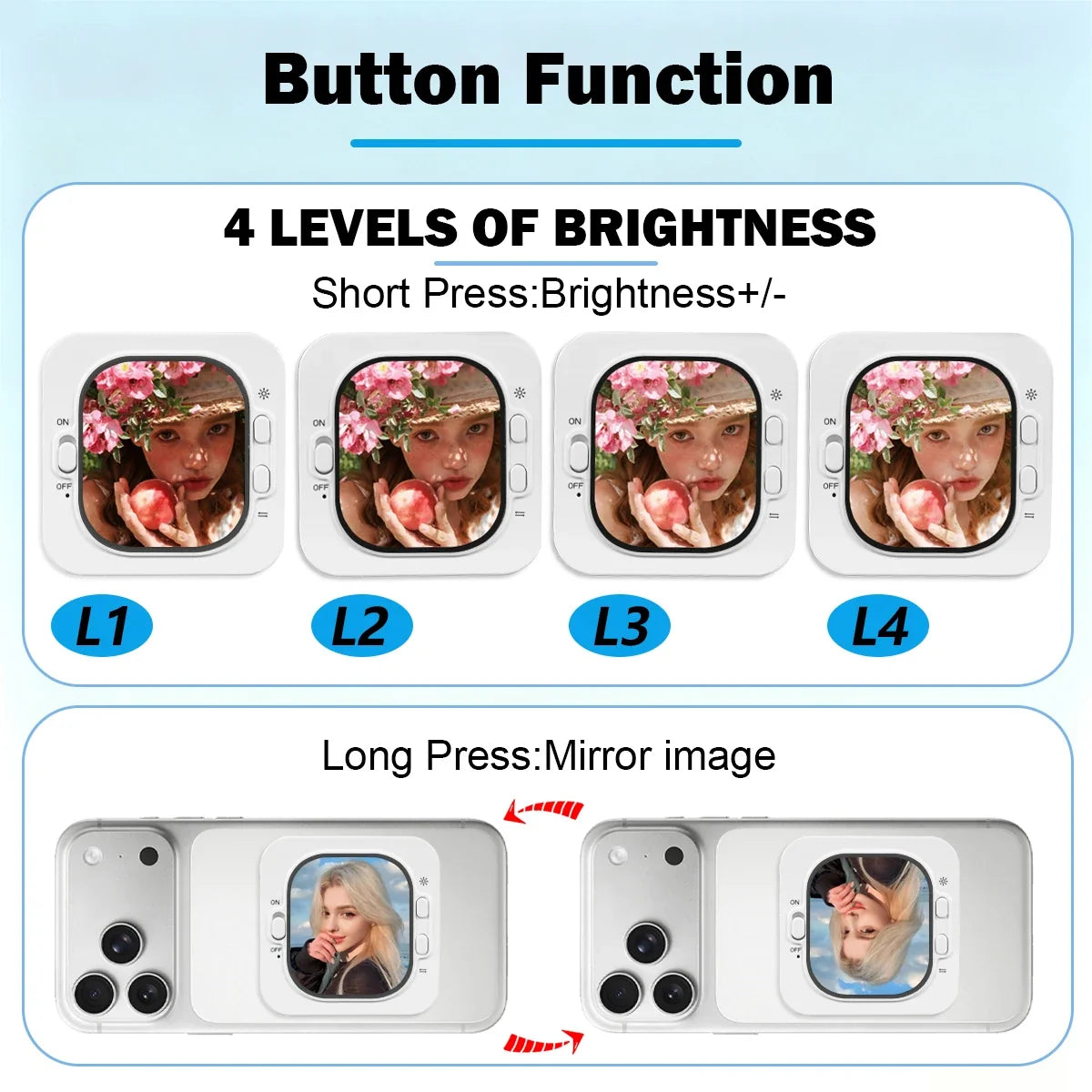 Phone Vlog Selfie Monitor - Rear Camera Screen Holder Clip Mount for iPhone Live Streaming