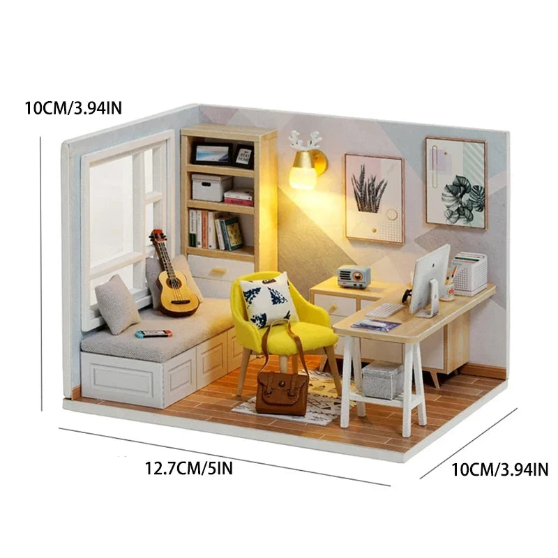 DIY Mini Dollhouse Kit - Handmade 3D Flower House Puzzle Model with Furniture Home Decor Gift