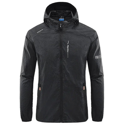 Men’s UPF 50+ UV Protection Jacket - Quick-Dry Lightweight Hooded Windbreaker for Hiking, Fishing and Cycling