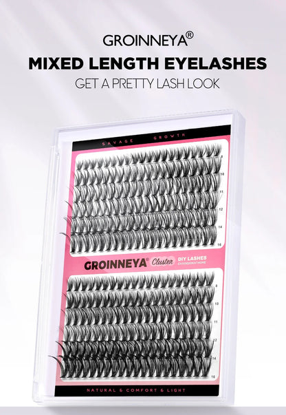 Lash Clusters Extension Kit – Fake Eyelashes Set with Lash Bond, Seal, and Applicator Tool for Makeup