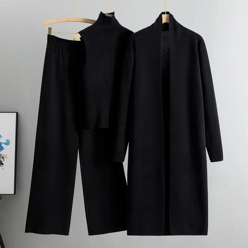 Women’s 3-Piece Tracksuit Set – Solid Tank Top, Pants & Coat, Fashionable Casual Outfit for Women