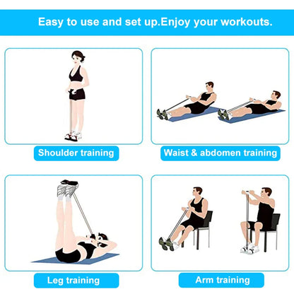 4-Tube Resistance Bands Yoga Pedal Puller - Elastic Pull Rope Fitness Equipment for Abdomen, Waist, Arm Training