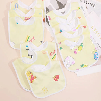 5PCS Baby Cartoon Waterproof Bibs - Super Soft Crystal Velvet Newborn Feeding & Saliva Towels