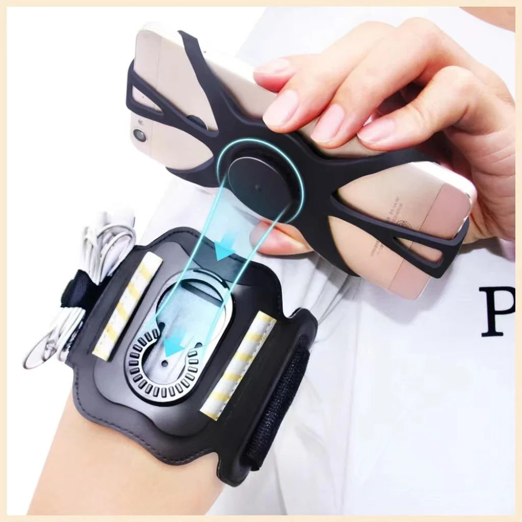 Running Armband Wristband – 360° Rotatable Phone Holder with Card Pockets for Android & iOS, 4.5"-7", Cycling & Running