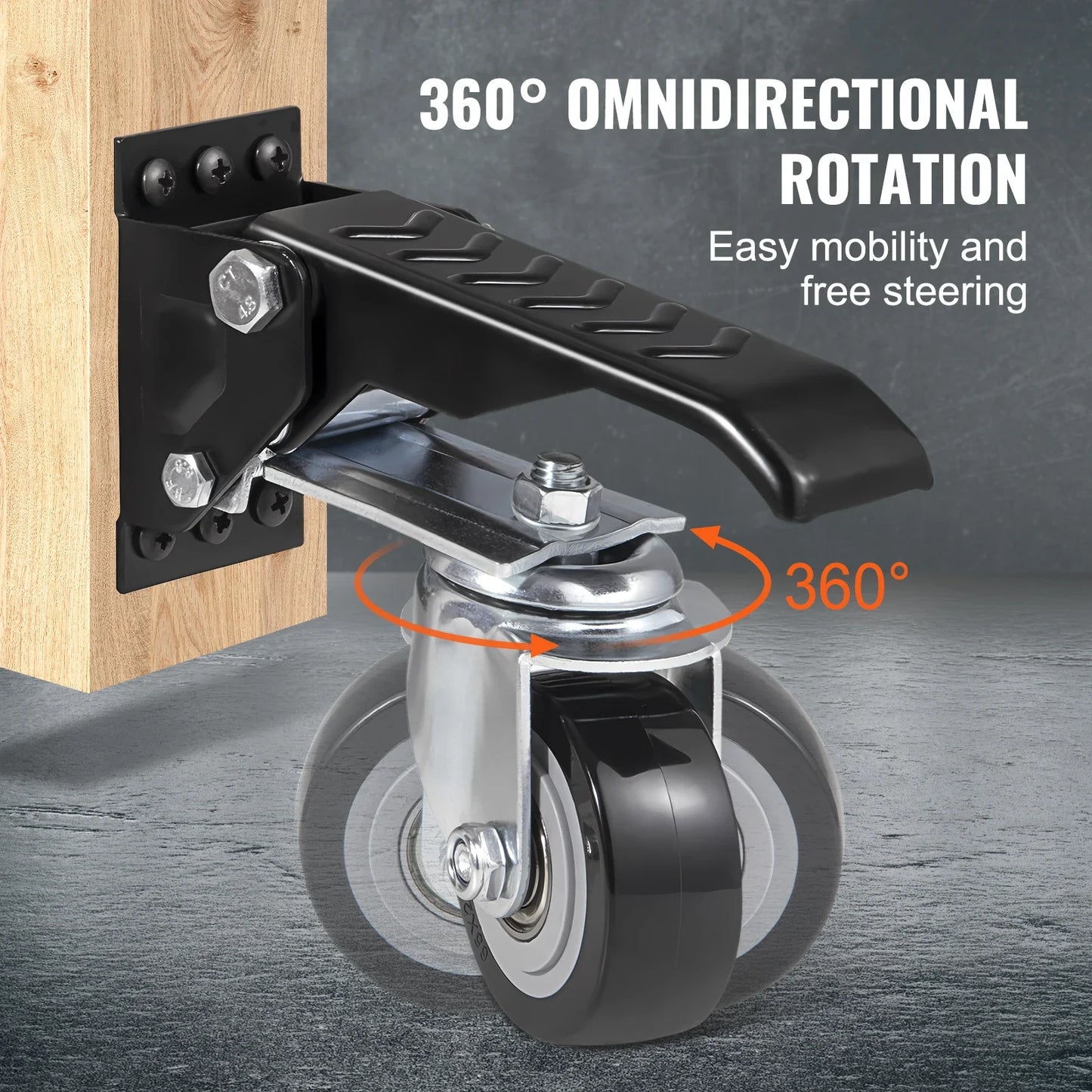 SucceBuy 4PCS Retractable Caster Wheels - 2.5" 360° Swivel Adjustable Side Mount Wheels for Workbenches & Tables