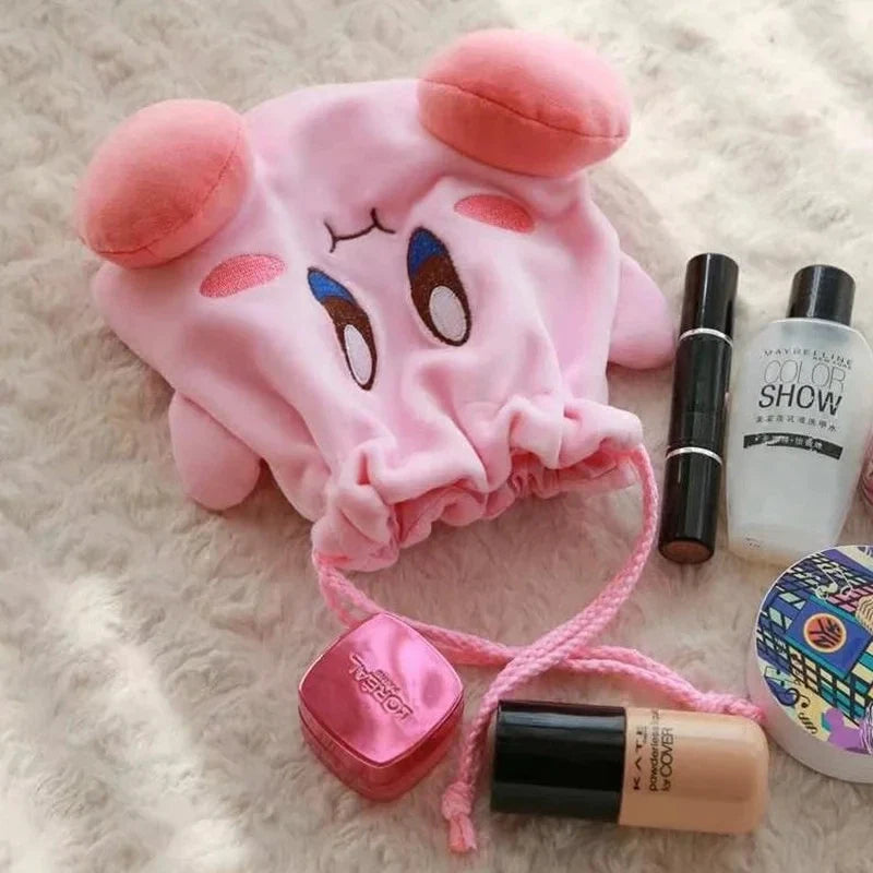 Star Kirby Cosplay Storage Bag – Cute Kawaii Drawstring Cosmetic & Coin Purse, Portable Cartoon Toy Gift