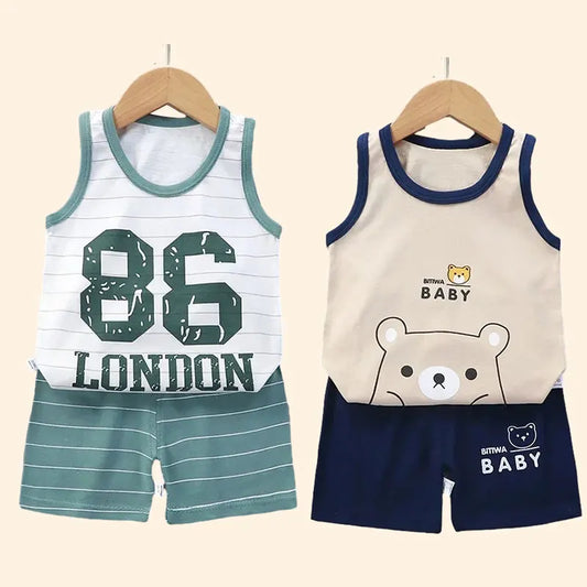 Kids Summer Vest & Shorts Set - Cotton Sleeveless T-Shirt Outfit for Boys & Girls