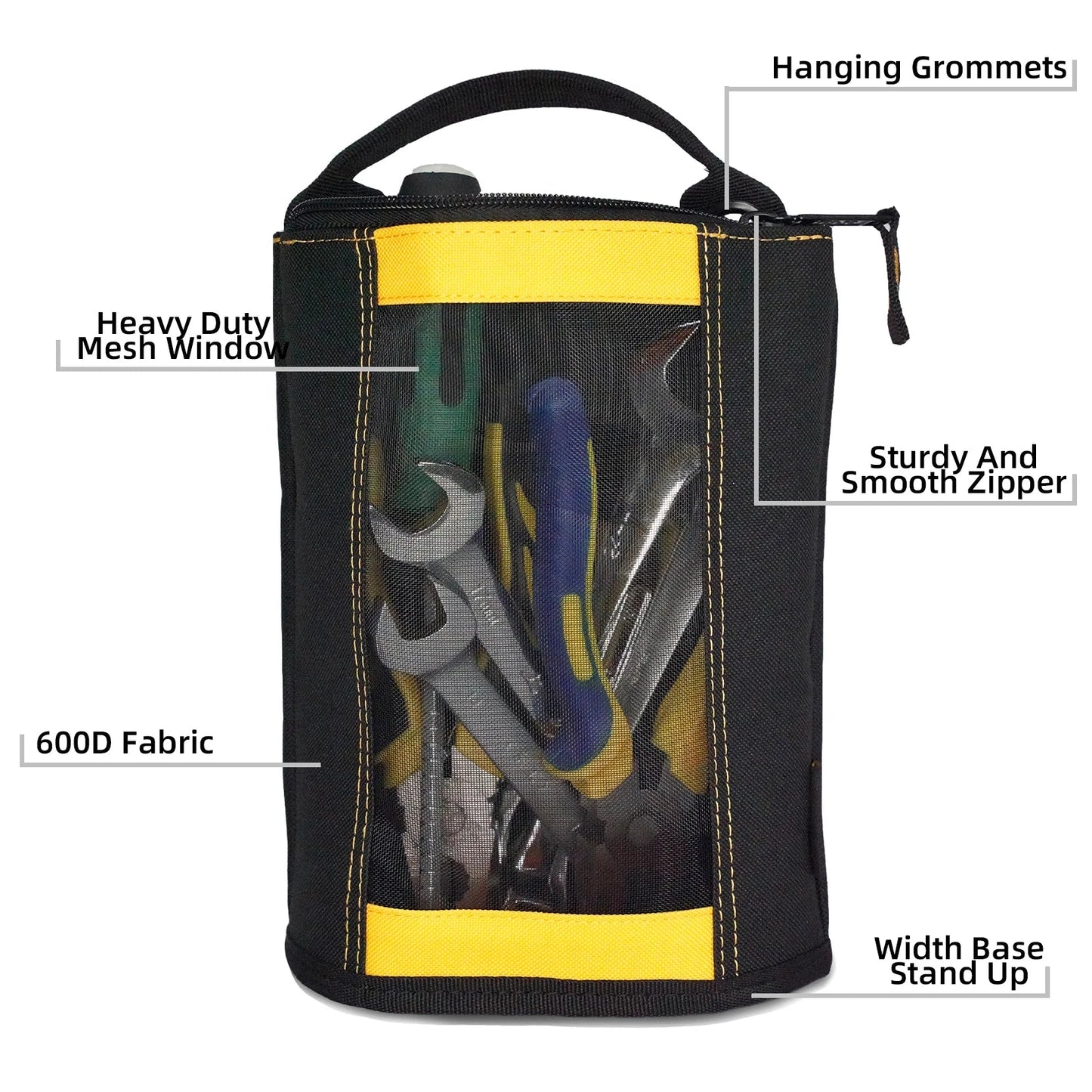 MELOTOUGH Canvas Tool Pouch | 2-Pack Zipper Bags with Mesh Window & Hanging Grommets