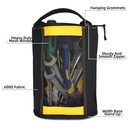 MELOTOUGH Canvas Tool Pouch | 2-Pack Zipper Bags with Mesh Window & Hanging Grommets