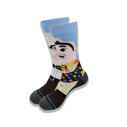 Men's Cartoon Character Crew Socks - Fun Novelty Cotton Casual Socks