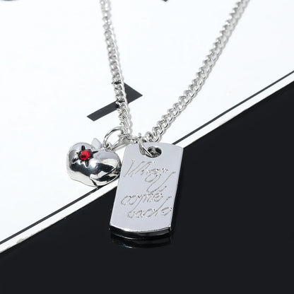 Love and Deep Space Caleb Necklace - Ruby Apple Square Card Pendant Cosplay Jewelry Gift & Collectible Accessory