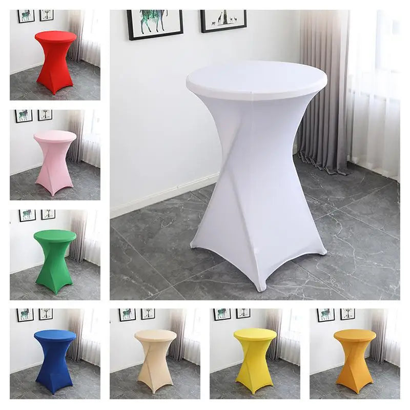 Spandex Round Tablecloth - Stretch Elastic Cocktail Table Cover for Wedding, Party, Hotel & Event Decor