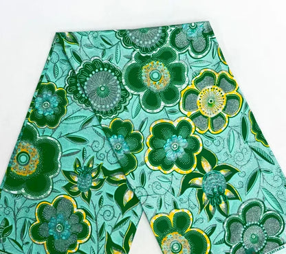 Grand Super African Wax Fabric - 100% Cotton Nigerian Glitter Glam Gold Ankara Print for Sewing