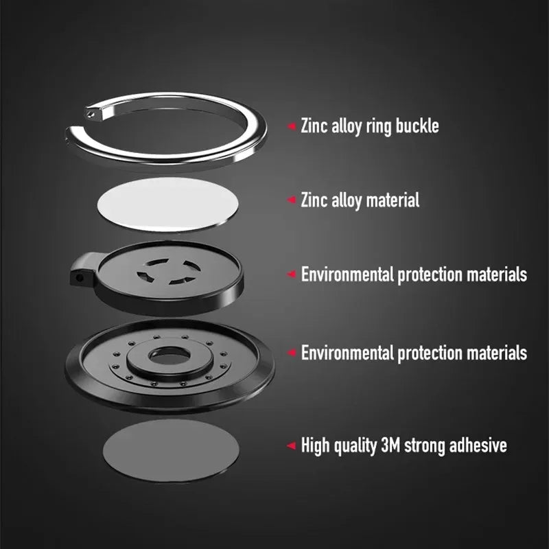 360° Rotating Finger Ring Holder Stand - Magnetic Car Mount & Universal Phone Back Sticker Pad Grip