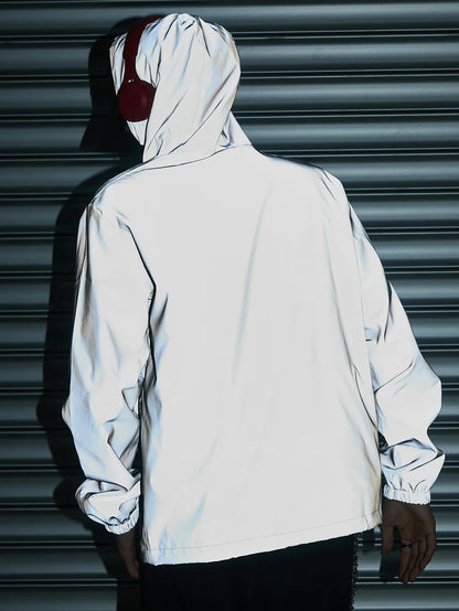 Night Reflective Hooded Jacket for Men - Spring Windproof Outdoor Running Casual Streetwear Coat S-5XL