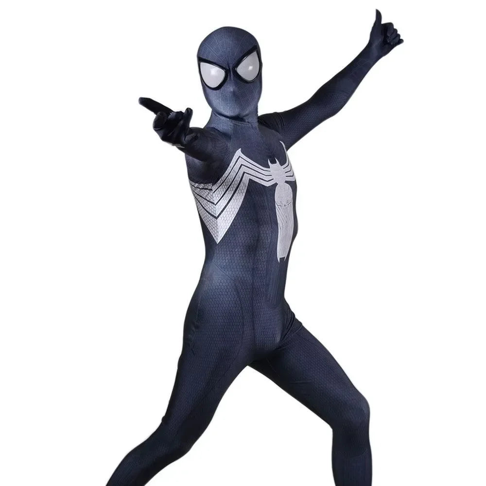 Halloween Venom Spider Cosplay Costume - Men’s Black Superhero Zentai Bodysuit for Parties & Events