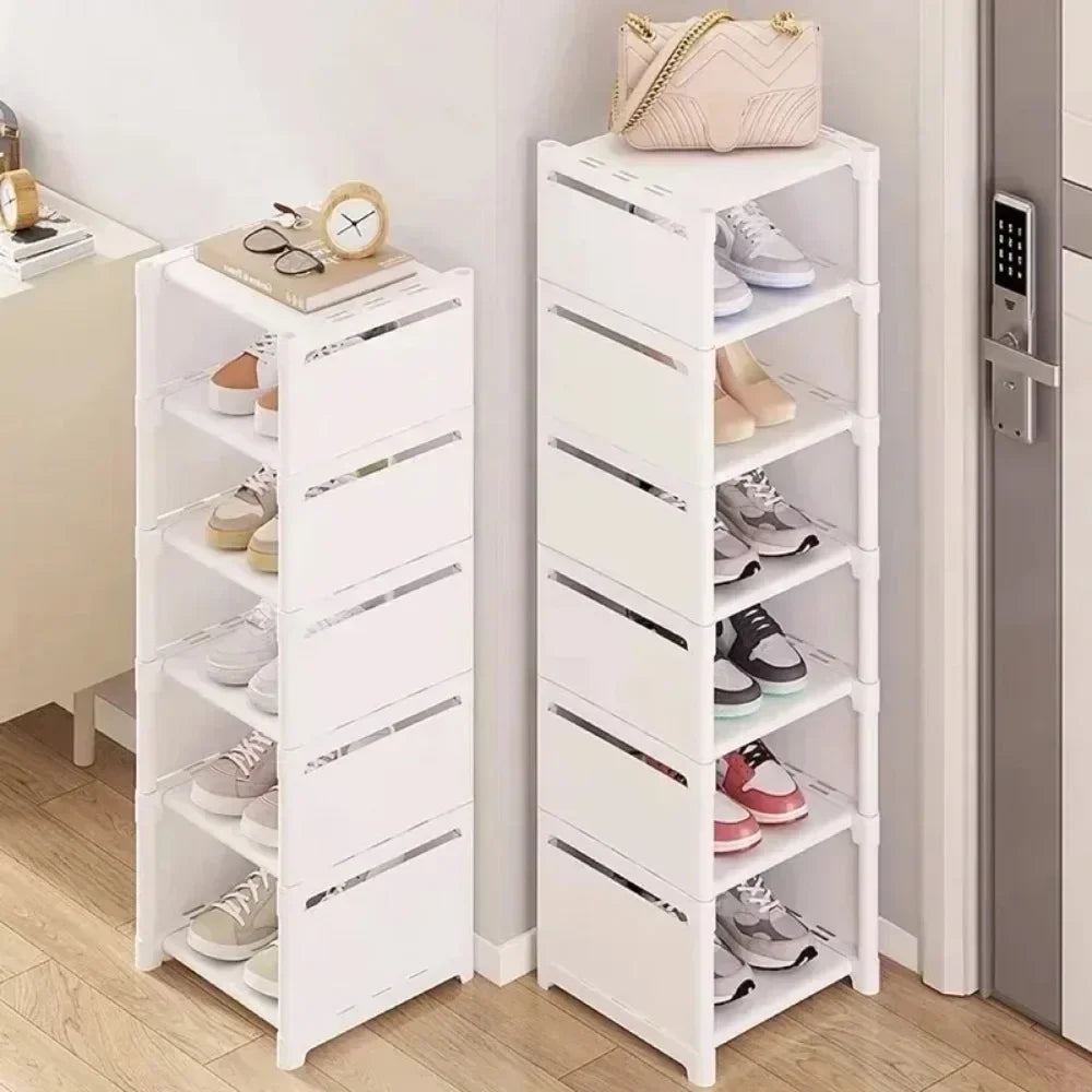 Multiple Layers Shoe Organizer - Space-Saving Rack for Wall Corner - Stackable Shelf with Adjustable Design