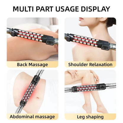 Red Light Heated Massage Device – 360 Rotating Muscle Relaxation Roller for Full Body & Anti-Cellulite Treatment