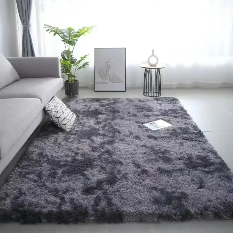 Gradient Silk Wool Bedside Rug – Soft Non-Slip Carpet for Kids’ Room, Bedroom & Living Room, Machine Washable