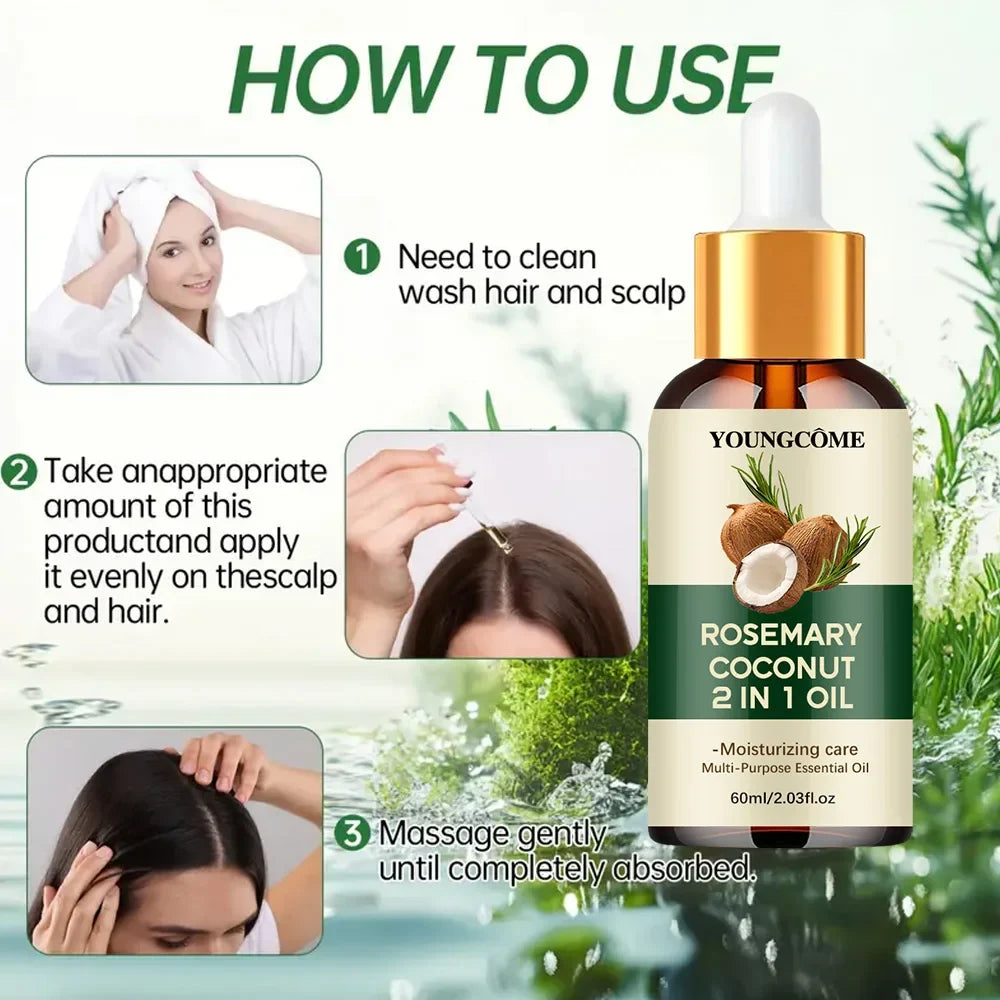 Rosemary Coconut Hair Oil - Nourishing Scalp Treatment for Stronger Hair Care & Hydration