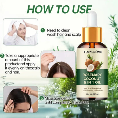 Rosemary Coconut Hair Oil - Nourishing Scalp Treatment for Stronger Hair Care & Hydration