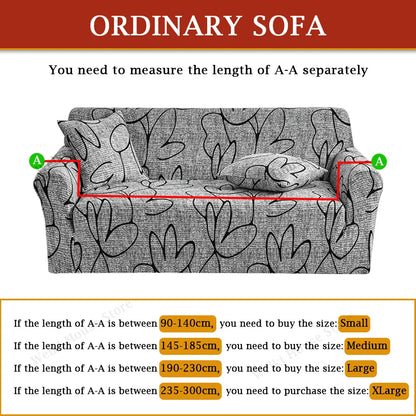 Stretch Sofa Cover - Printed Elastic Slipcover for L-Shaped Corner Couch, Living Room 1/2/3/4 Seat Protector