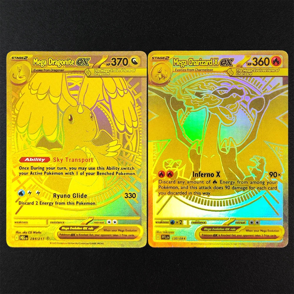 2025 Pokémon English Collection Cards Set – MEGA Dragonite, Charizard, Lucario & Gardevoir EX Anime Trading Cards Gift Toys