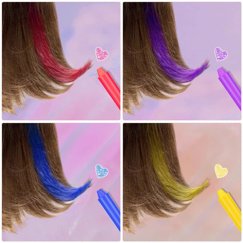 10-Piece Hair Chalk Pen Set – Temporary Washable Non-Toxic Hair Color for Festivals, Halloween & Parties