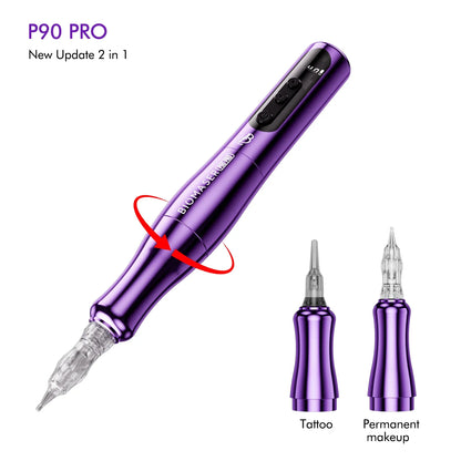 BIOMASER P90 Pro Wireless Rotary PMU Tattoo Machine – Rechargeable Permanent Makeup Gun for Microblading, Eyebrow, Lip & Eyeliner