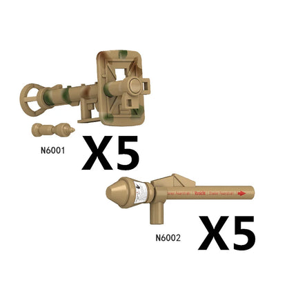 Military Soldier Building Block Figures - MOC Army Weapons Set with Rifles, Rocket Launcher & Mini Gun Toy Gift