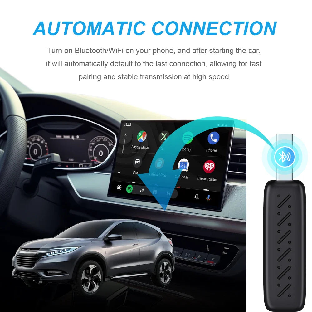 2025 New 2-in-1 Wired to Wireless CarPlay & Android Auto Adapter – Mini Plug & Play Dongle with Auto Connect, Bluetooth & WiFi