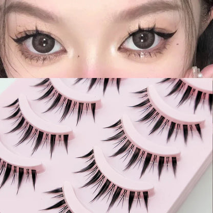 Manga Style Soft Natural False Eyelashes Wispy Thick Daily Wear Makeup Lashes