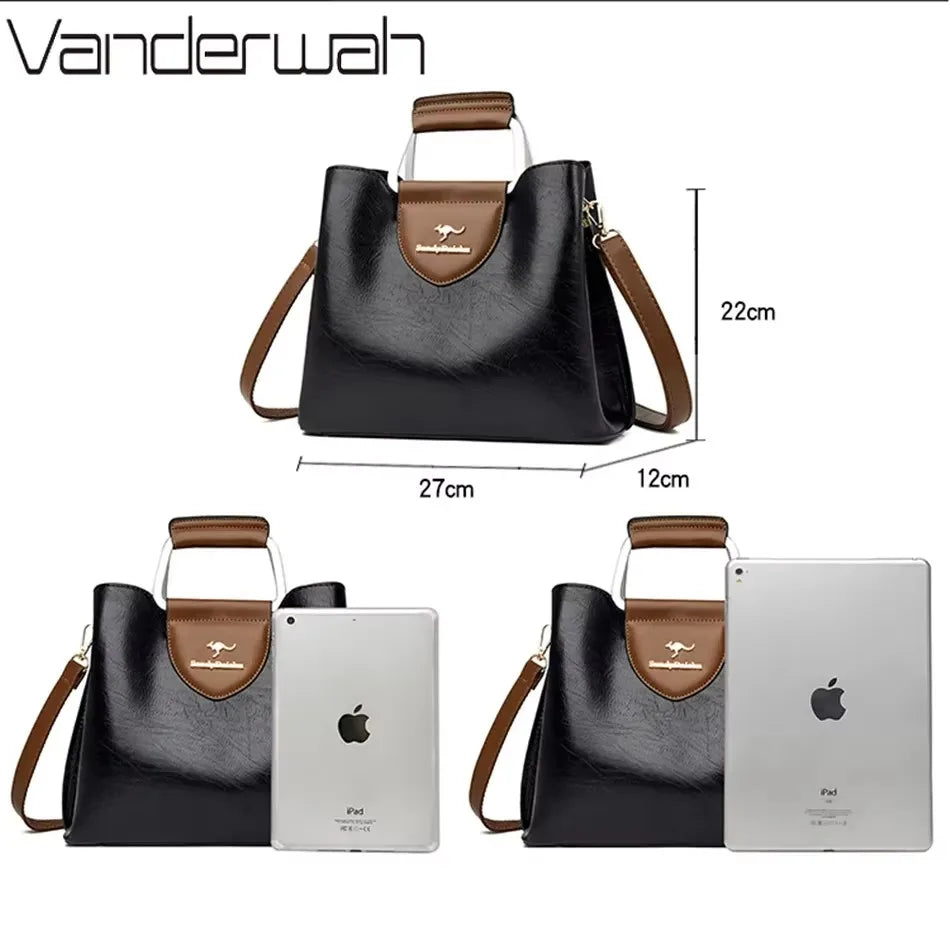 Luxury Women’s Leather Handbag – Large Capacity Shoulder & Crossbody Designer Bag