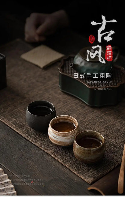 Japanese Handmade Stoneware Tea Cup – Small Kung Fu Single Teacup Vintage Style